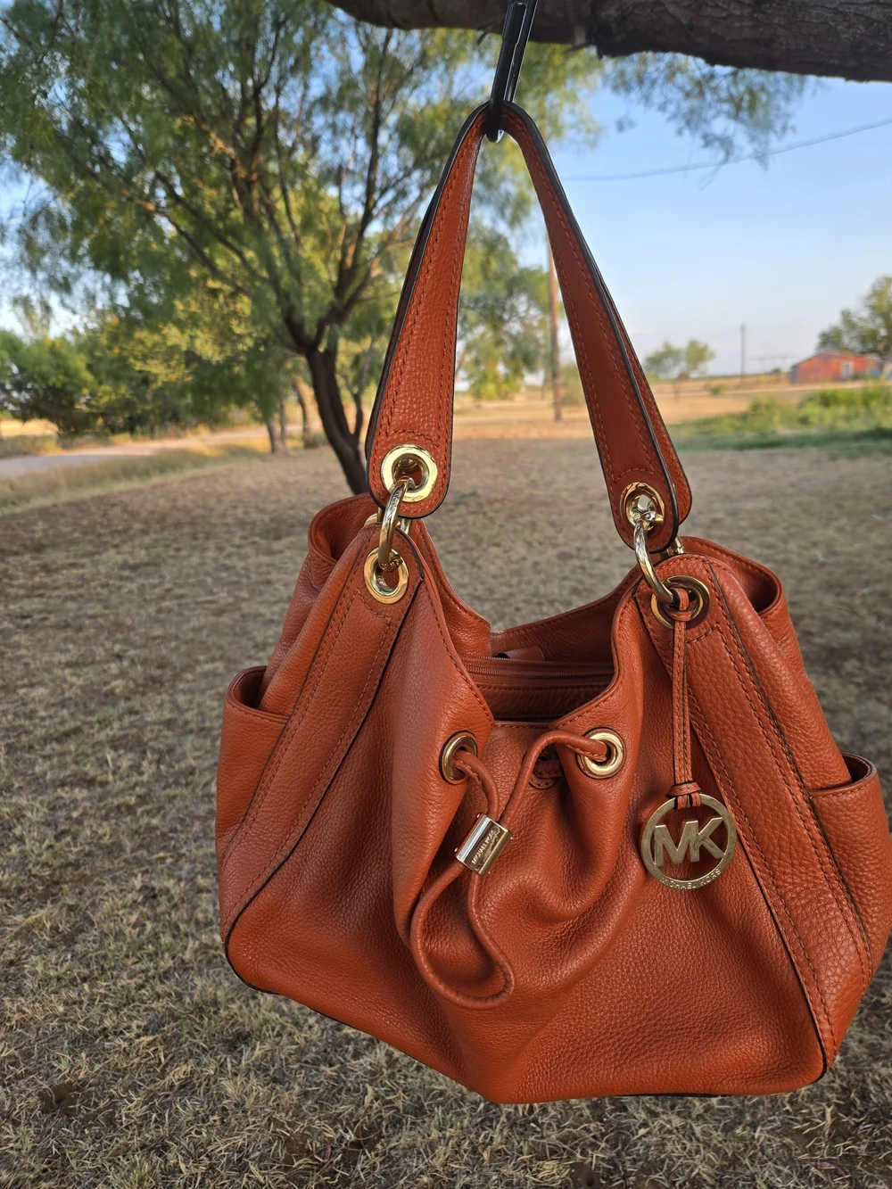 Michael Kors Burnt Orange Leather Shoulder Bag